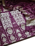 Purple Banarasi Organza Unstitched Lehenga Set - Luxurion World