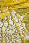 Yellow Handloom Banarasi Organza Silk Lehenga Set - Luxurion World