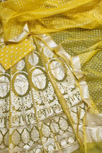 Yellow Handloom Banarasi Organza Silk Lehenga Set - Luxurion World