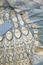 Blue Handloom Banarasi Organza Silk Lehenga Set - Luxurion World