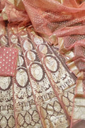 Elegant Peach Banarasi Organza Silk Lehenga Set - Luxurion World