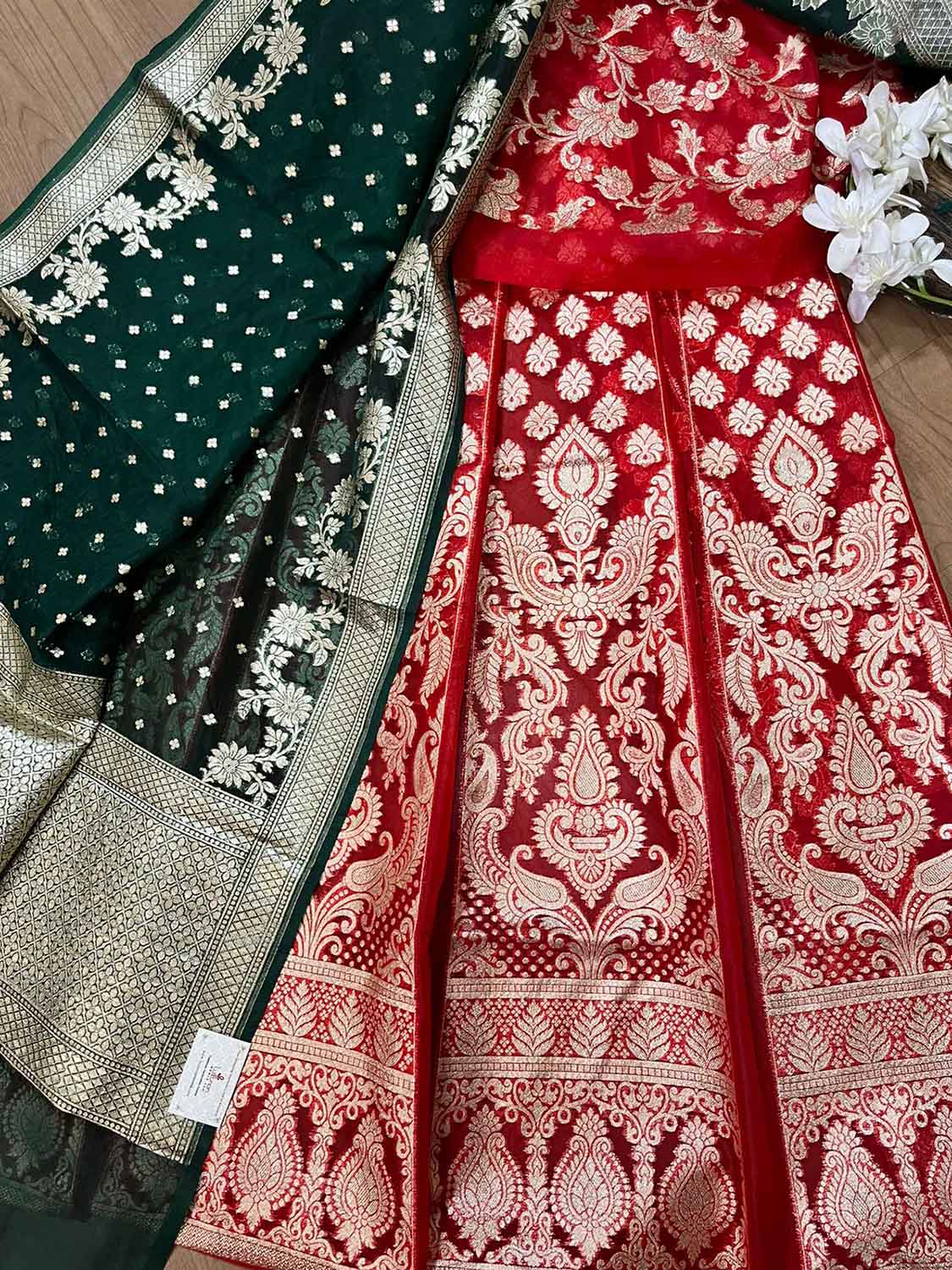 Red Banarasi Organza Silk Lehenga: Timeless Elegance - Luxurion World