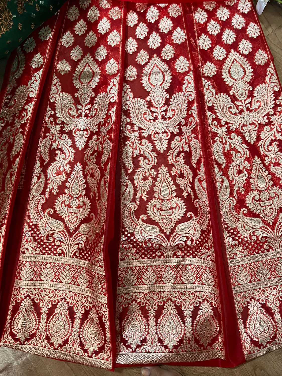 Red Banarasi Organza Silk Lehenga: Timeless Elegance - Luxurion World