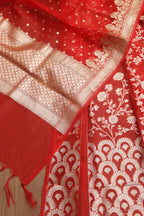 Red Banarasi Organza Silk Unstitched Lehenga Set - Elegant Style - Luxurion World