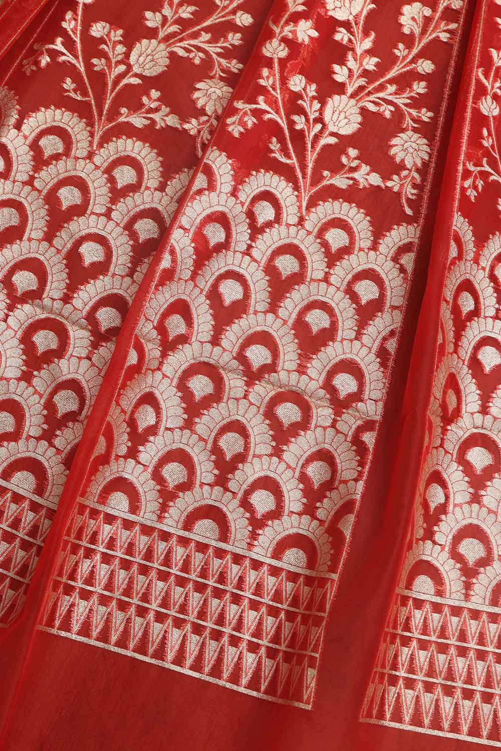 Red Banarasi Organza Silk Unstitched Lehenga Set - Elegant Style - Luxurion World