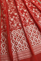 Red Banarasi Organza Silk Unstitched Lehenga Set - Elegant Style - Luxurion World