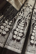 Classic Black Banarasi Organza Silk Unstitched Lehenga Set - Luxurion World