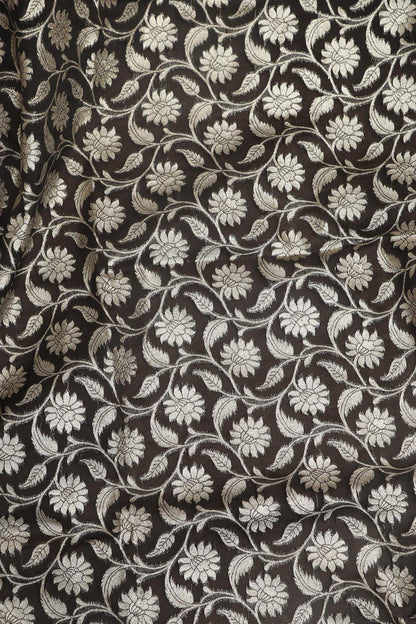 Classic Black Banarasi Organza Silk Unstitched Lehenga Set - Luxurion World