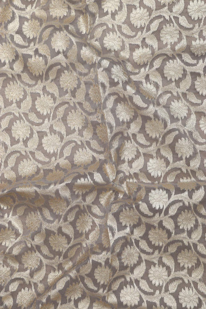 Elegant Grey Banarasi Organza Silk Unstitched Lehenga Set - Luxurion World