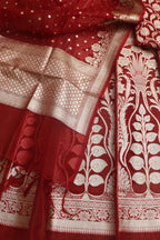 Red Banarasi Organza Silk Unstitched Lehenga Set - Elegant Style - Luxurion World