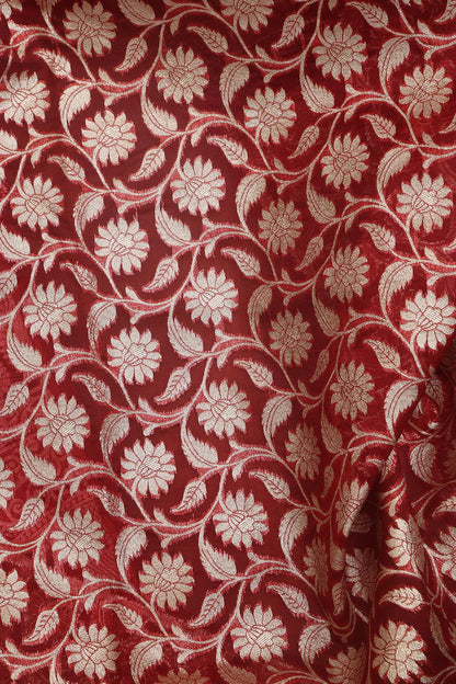 Red Banarasi Organza Silk Unstitched Lehenga Set - Elegant Style - Luxurion World