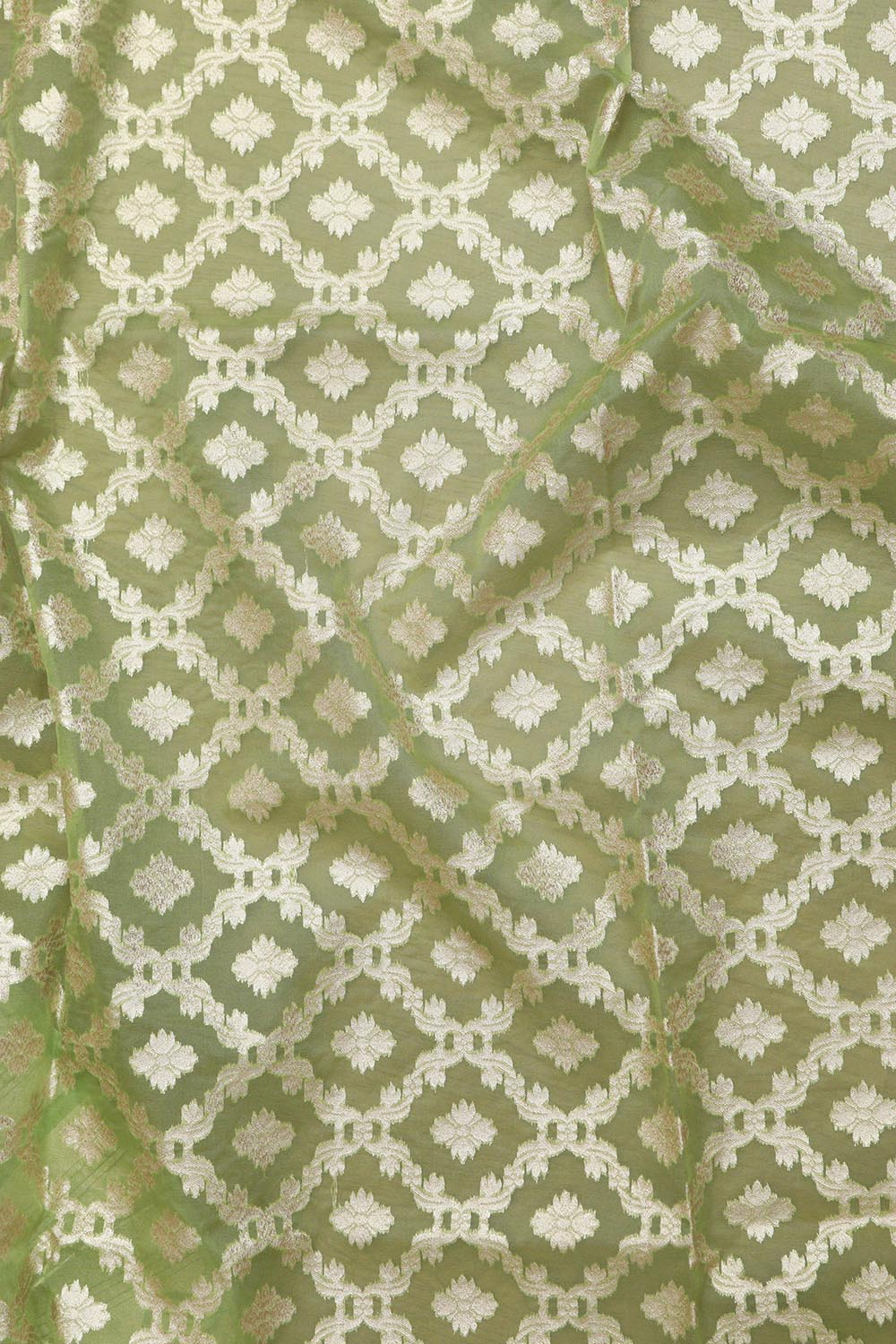 Green Banarasi Organza Silk Unstitched Lehenga Set - Elegant Style - Luxurion World