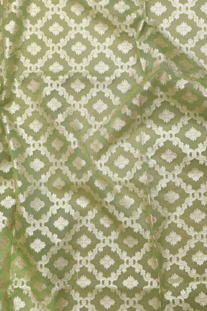 Green Banarasi Organza Silk Unstitched Lehenga Set - Elegant Style - Luxurion World