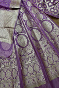 Exquisite Purple Banarasi Organza Silk Unstitched Lehenga Set - Luxurion World