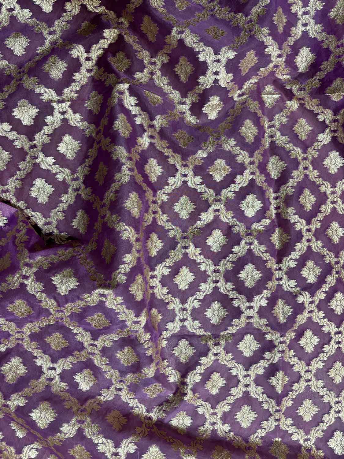 Exquisite Purple Banarasi Organza Silk Unstitched Lehenga Set - Luxurion World