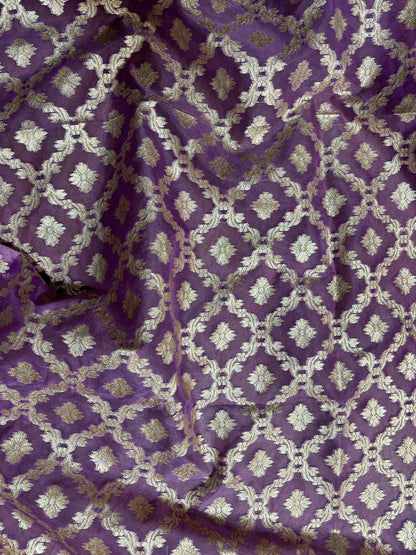 Exquisite Purple Banarasi Organza Silk Unstitched Lehenga Set - Luxurion World