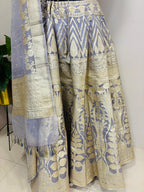 Elegant Grey Banarasi Organza Silk Stitched Lehenga Set - Luxurion World