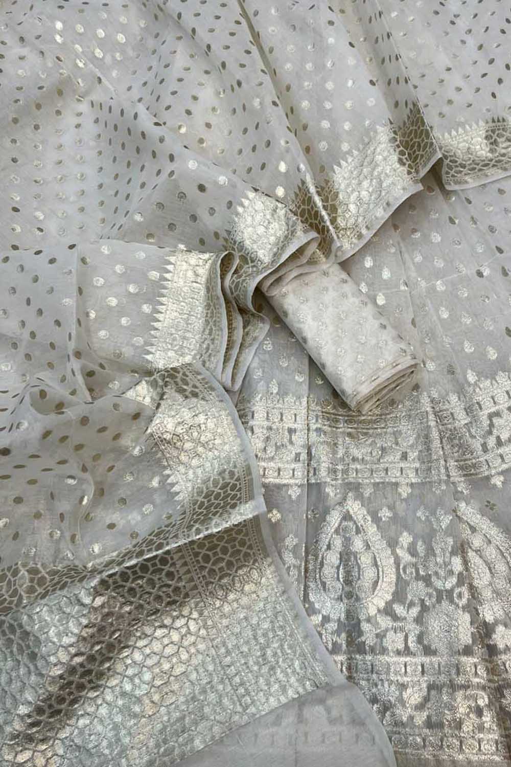 Banarasi Chanderi Silk Unstitched Lehenga Set — Dyeable Festive Elegance