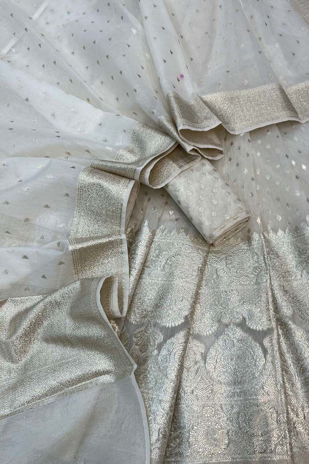 Banarasi Chanderi Silk Unstitched Lehenga Set — Dyeable Trousseau Heirloom