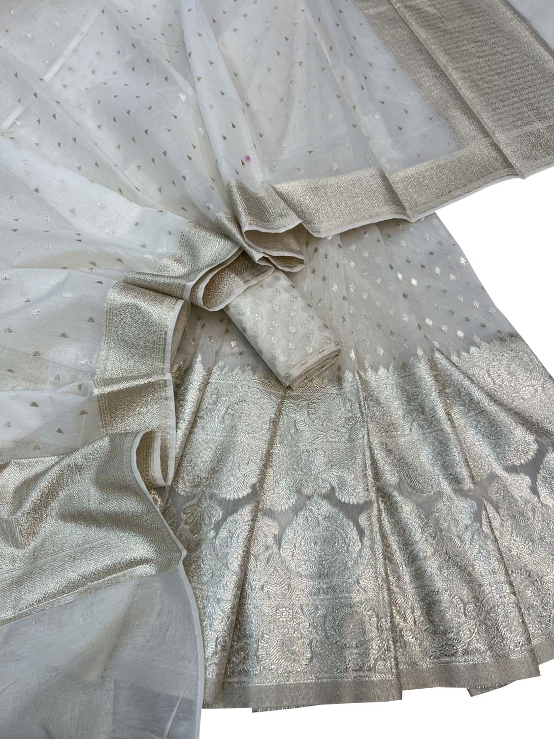 Banarasi Chanderi Silk Unstitched Lehenga Set — Dyeable Trousseau Heirloom