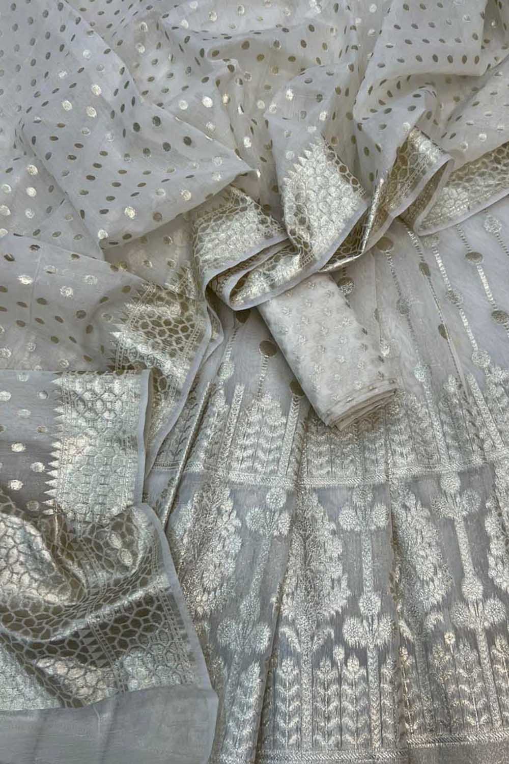 Banarasi Chanderi Silk Unstitched Lehenga Set — Dyeable Artisan Weave
