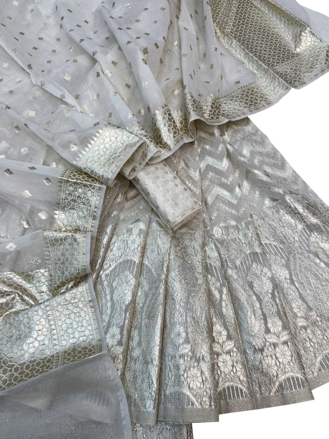 Banarasi Chanderi Silk Unstitched Lehenga Set — Dyeable Occasion Drape
