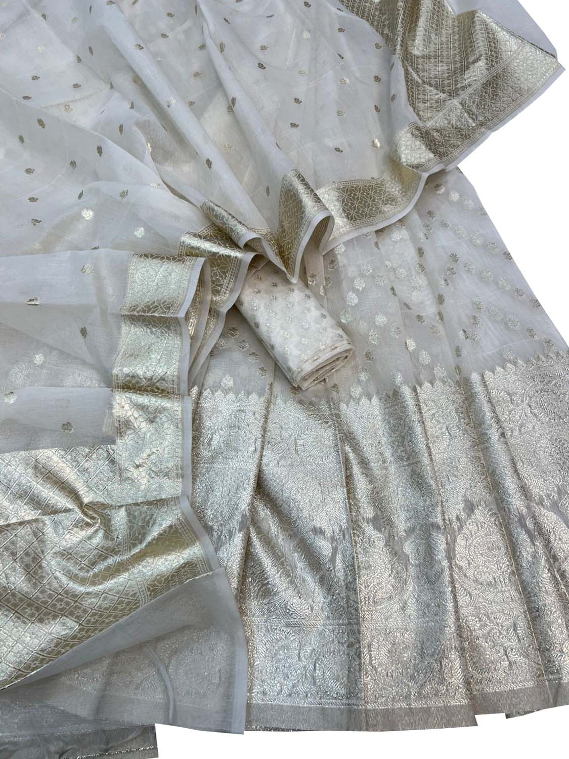 Banarasi Chanderi Silk Unstitched Lehenga Set — Dyeable Heritage Craft