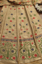 Cream Banarasi Silk Unstitched Meenakari Lehenga Set - Luxurion World