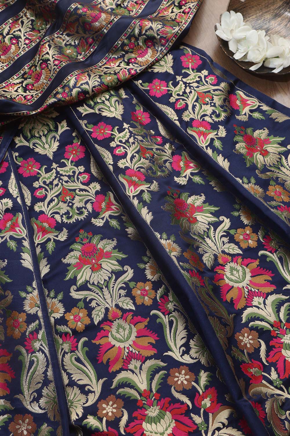 Blue Banarasi Silk Unstitched Meenakari Lehenga Set - Luxurion World