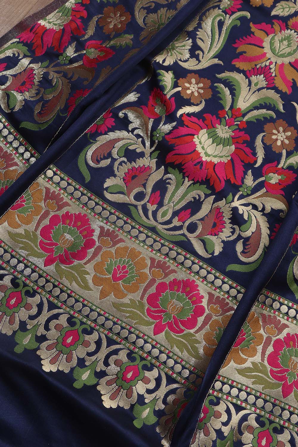 Blue Banarasi Silk Unstitched Meenakari Lehenga Set - Luxurion World