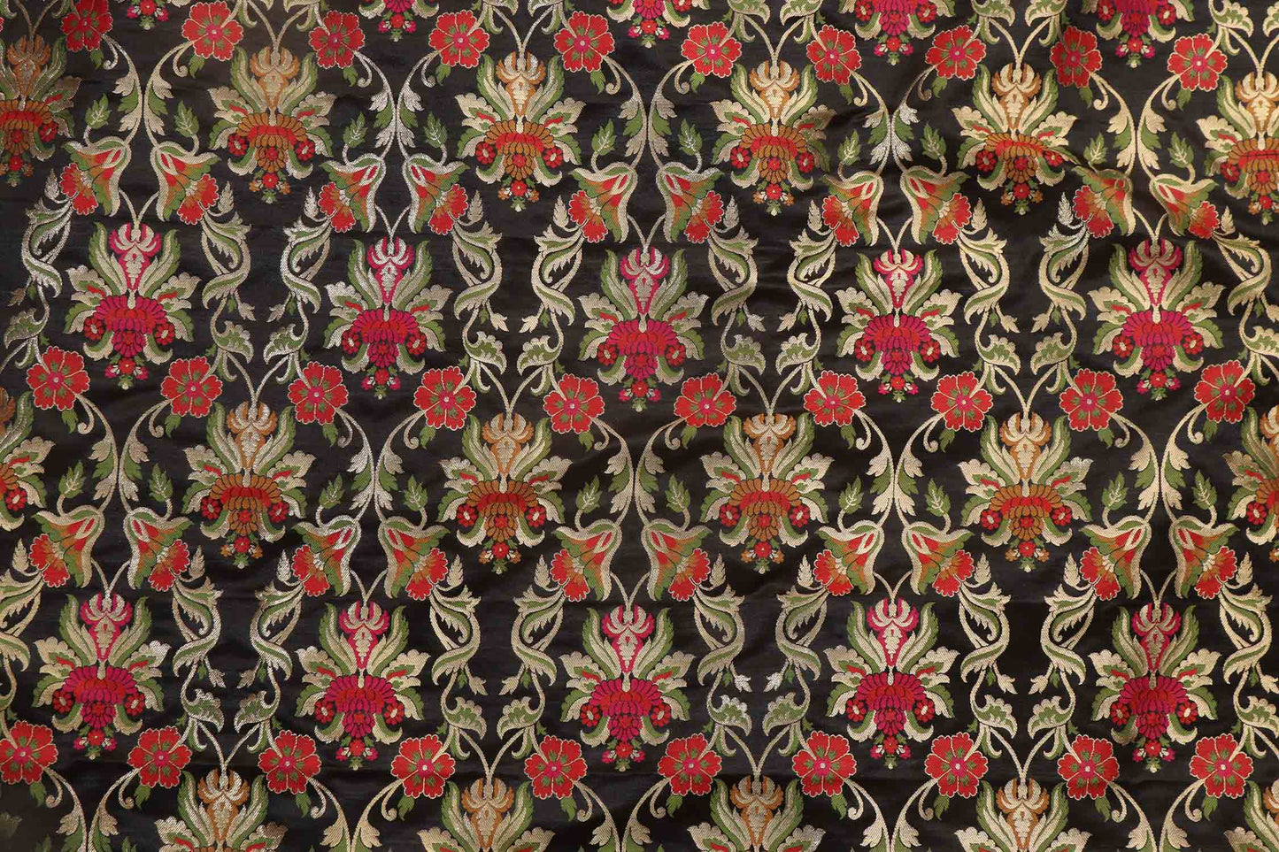 Stunning Black Banarasi Silk Unstitched Meenakari Lehenga Set - Luxurion World