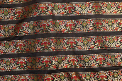 Stunning Black Banarasi Silk Unstitched Meenakari Lehenga Set - Luxurion World