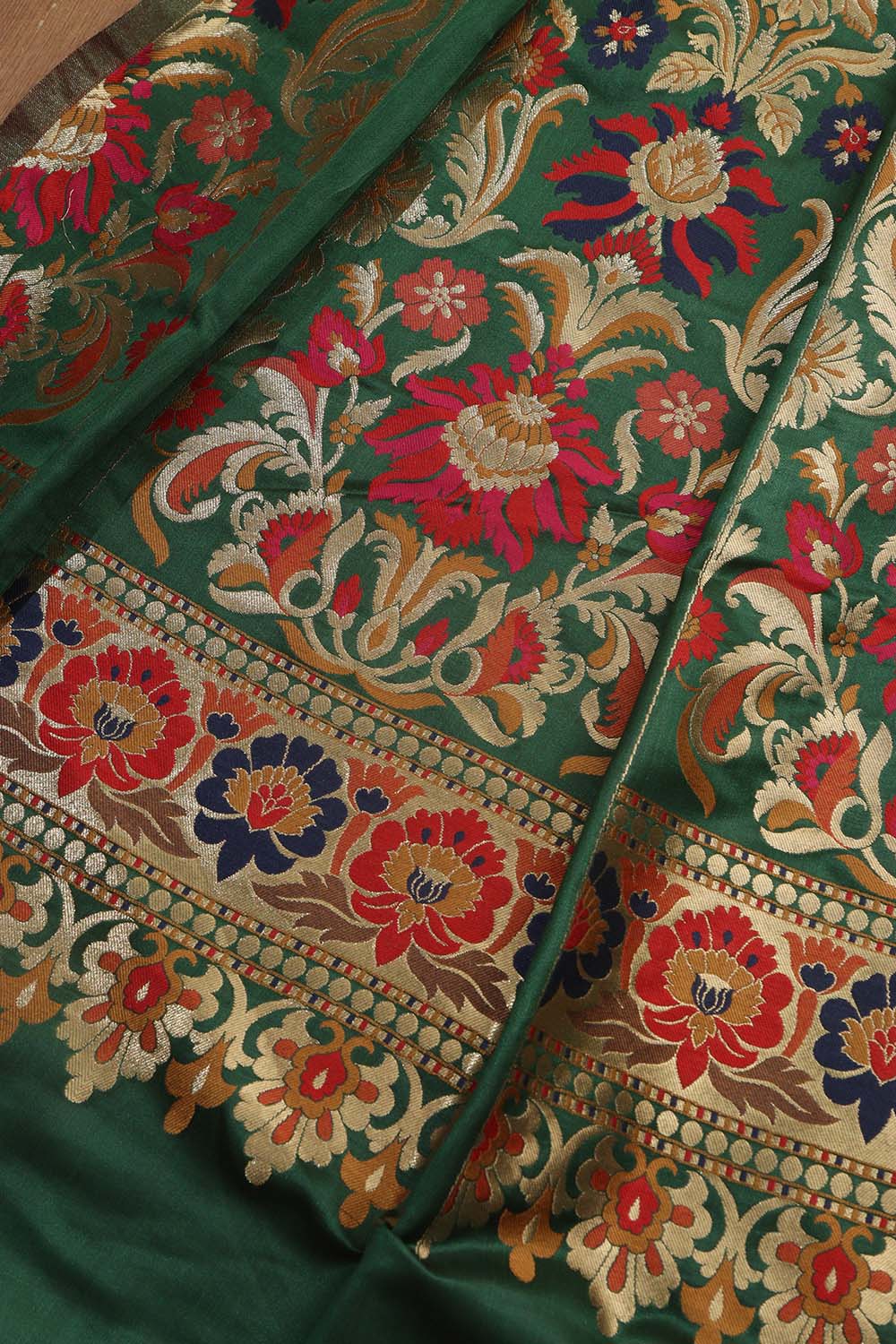 Elegant Green Banarasi Silk Unstitched Meenakari Lehenga Set - Luxurion World