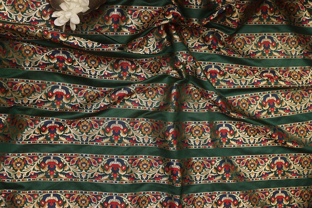 Elegant Green Banarasi Silk Unstitched Meenakari Lehenga Set - Luxurion World