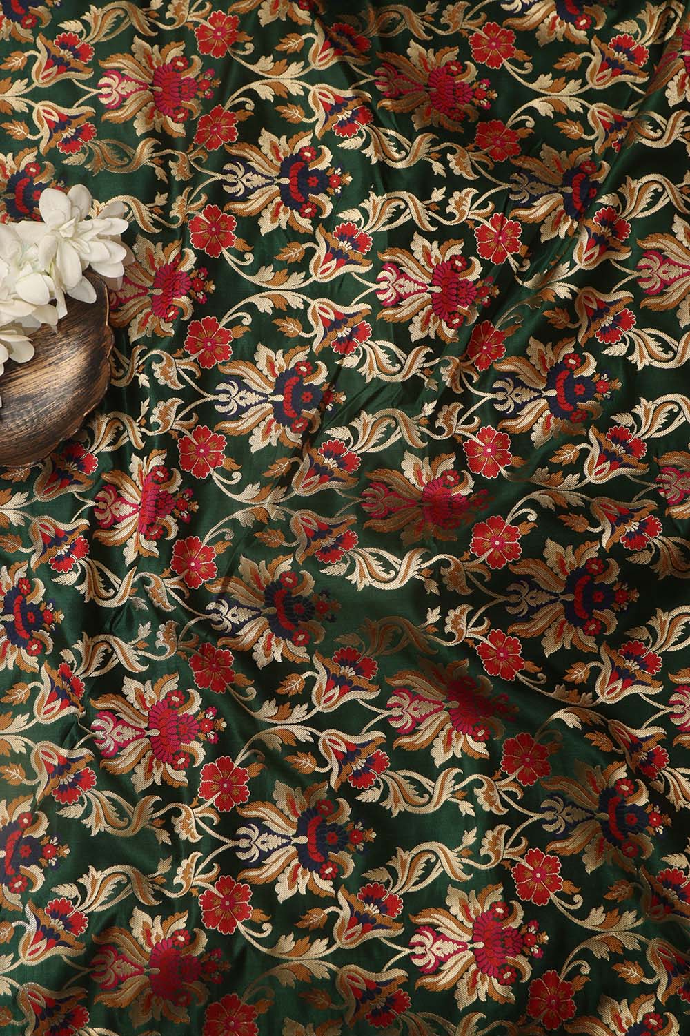 Elegant Green Banarasi Silk Unstitched Meenakari Lehenga Set - Luxurion World