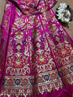 Stunning Pink Banarasi Silk Unstitched Meenakari Lehenga Set - Luxurion World