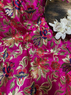 Stunning Pink Banarasi Silk Unstitched Meenakari Lehenga Set - Luxurion World