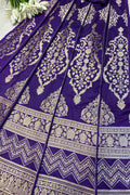 Exquisite Purple Banarasi Silk Unstitched Lehenga Set - Luxurion World