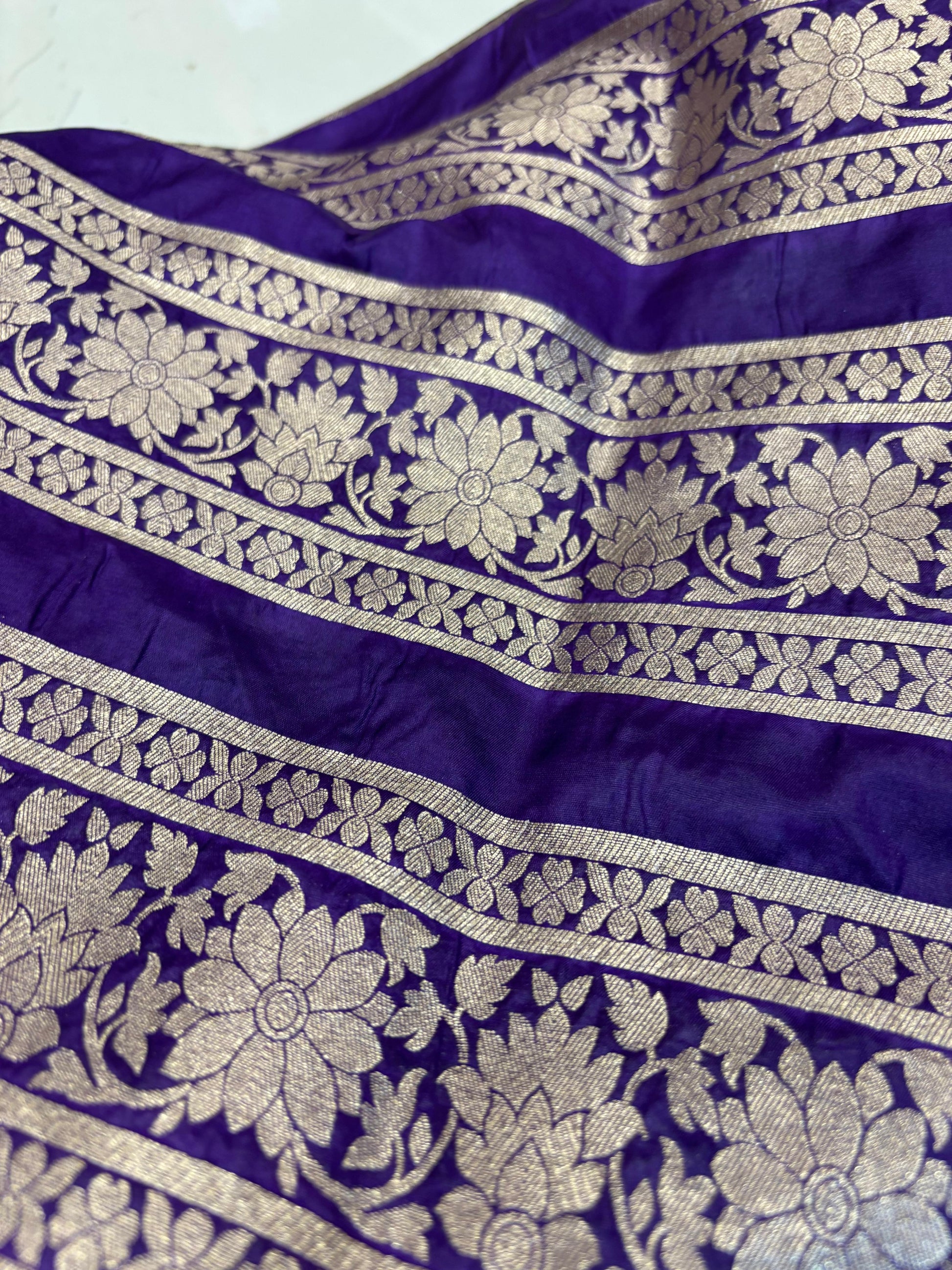 Exquisite Purple Banarasi Silk Unstitched Lehenga Set - Luxurion World