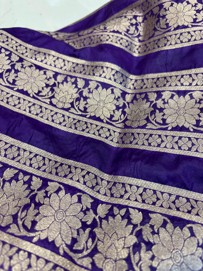 Exquisite Purple Banarasi Silk Unstitched Lehenga Set - Luxurion World