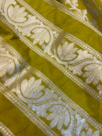 Yellow Banarasi Silk Unstitched Lehenga Set - Luxurion World