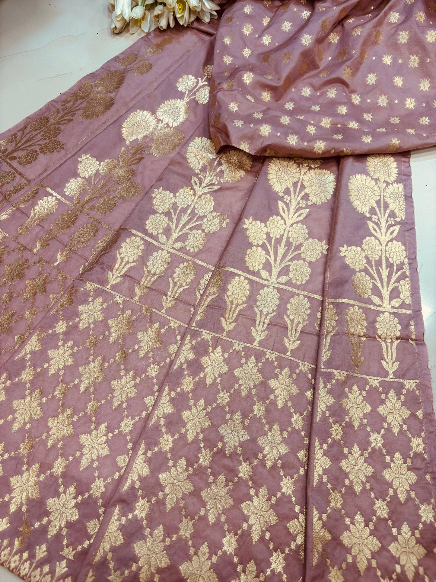 Pretty in Pink: Banarasi Silk Unstitched Lehenga Set - Luxurion World