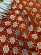 Orange Banarasi Silk Unstitched Lehenga Set - Luxurion World