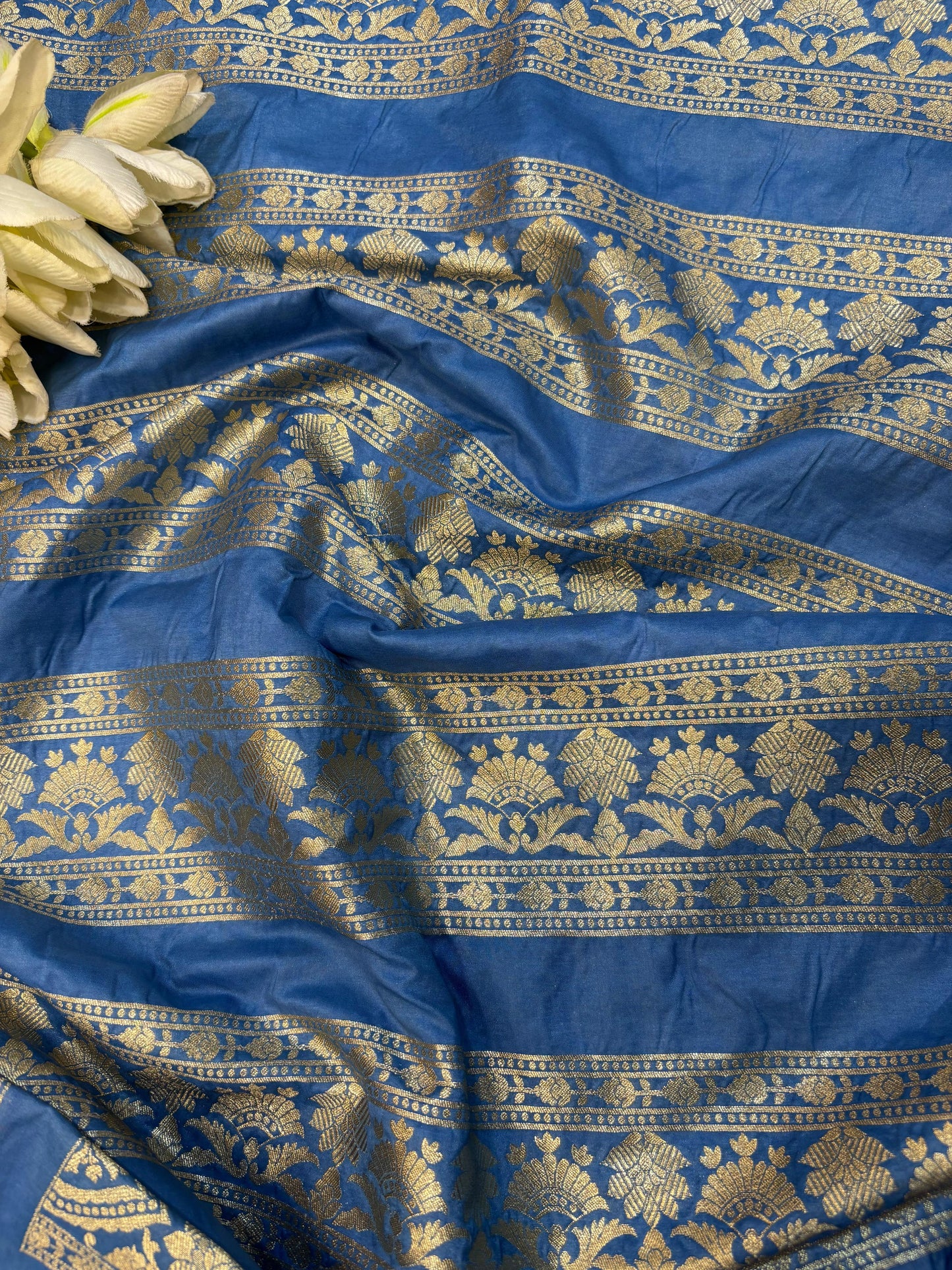 Blue Banarasi Silk Unstitched Lehenga Set - Luxurion World