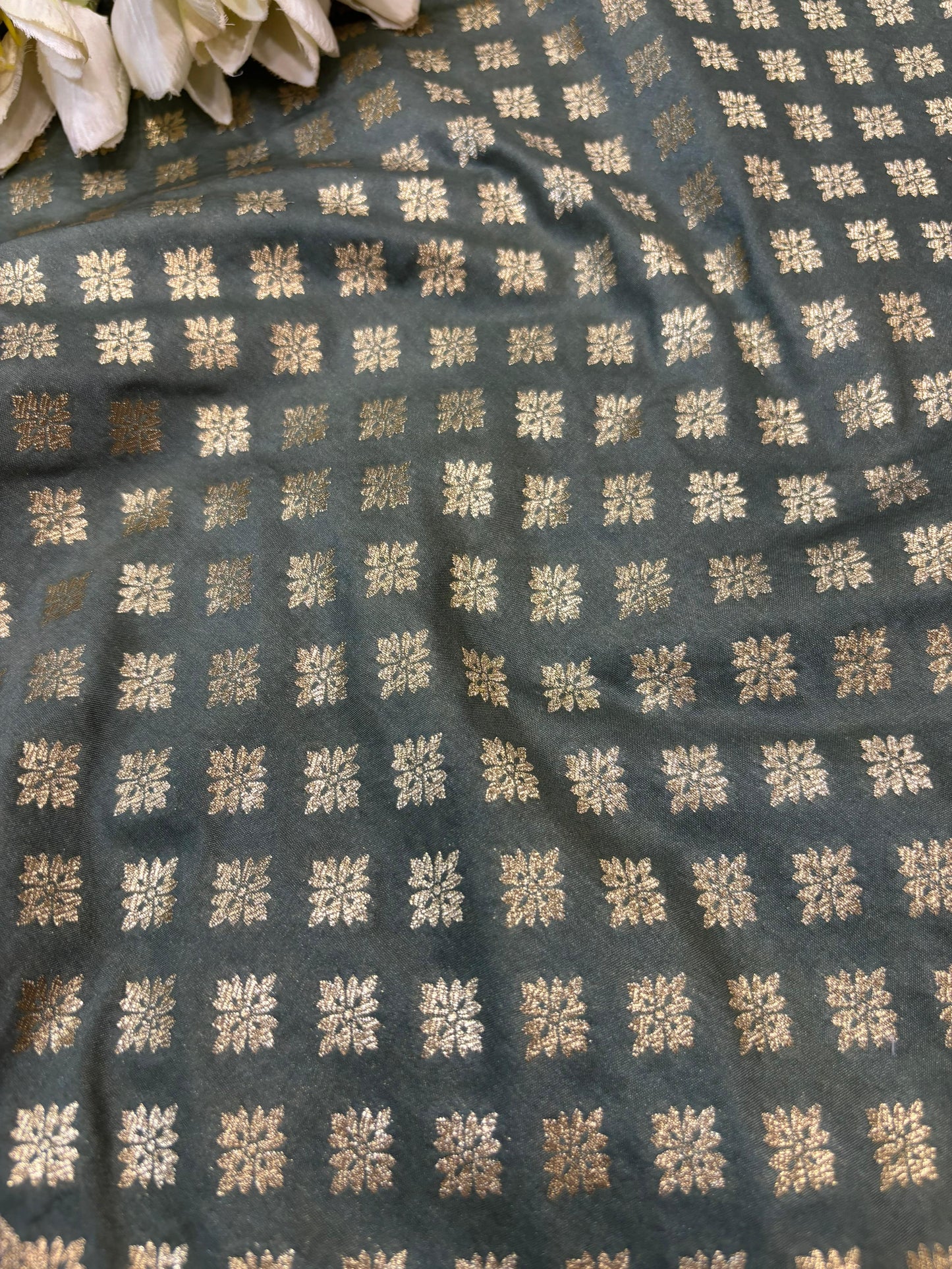 Elegant Grey Banarasi Silk Unstitched Lehenga Set - Luxurion World