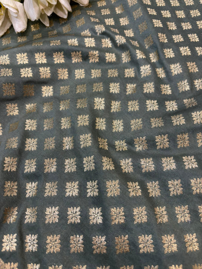 Elegant Grey Banarasi Silk Unstitched Lehenga Set - Luxurion World