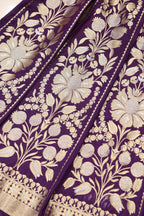 Purple Banarasi Silk Unstitched Lehenga Set - Luxurion World
