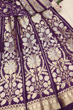 Maroon Banarasi Silk Unstitched Lehenga Set - Luxurion World
