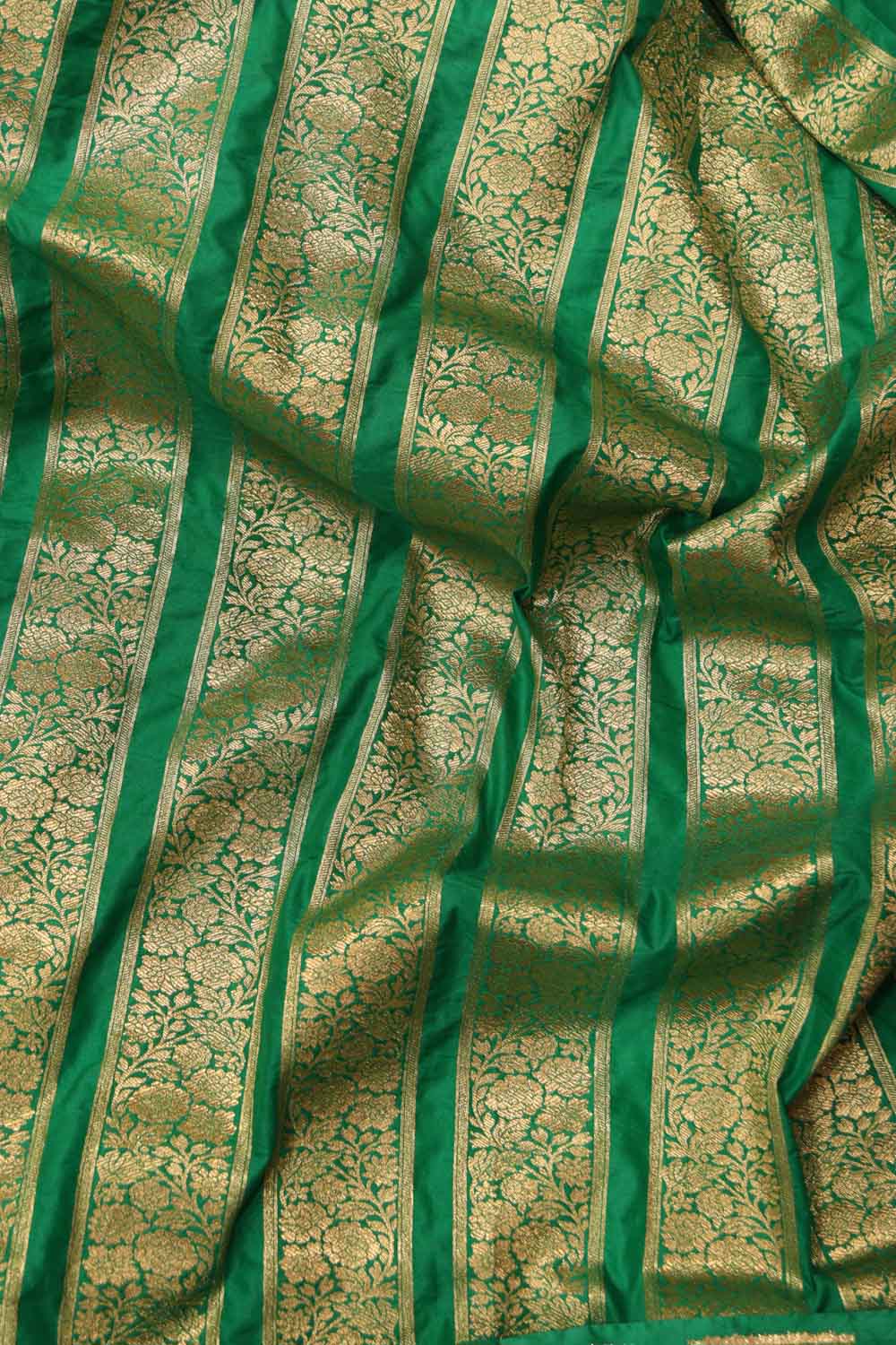 Green Banarasi Silk Unstitched Lehenga Set - Luxurion World