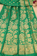 Green Banarasi Silk Unstitched Lehenga Set - Luxurion World